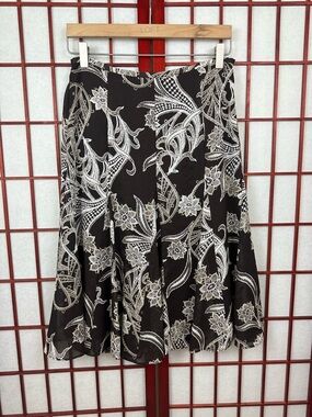 Y2K Fairycore Whimsigoth Brown and White Feminine Floral Knee Length Skirt